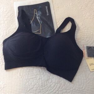 NEW Stretch Bra TRUEKIND 2XL Black wireless w padding